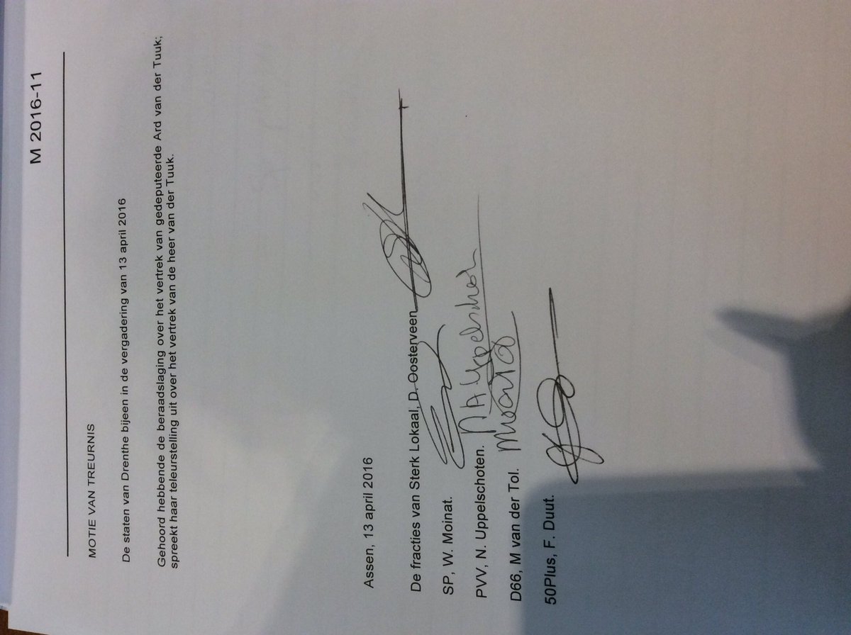 Motie van treurnis van SP, Sterk Lokaal, PVV, D66 en 50Plus. #psdrenthe #rtvdrenthe
