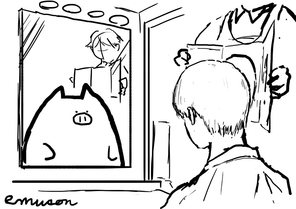 「こんな感じでどうでしょう」
「あ、はい。いいと思います」

#ヘアカット 