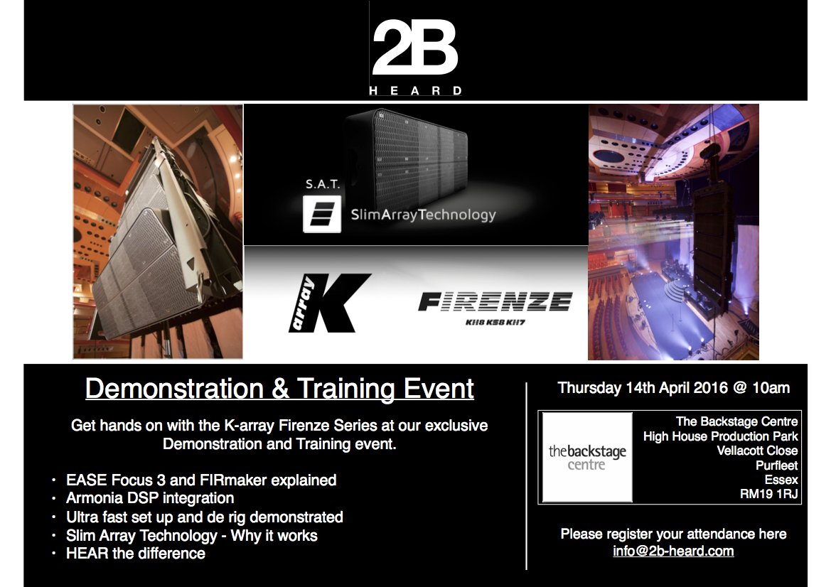 TOMORROW: @KarrayUk #Firenze Series demo + training event @BackstageNSA from 10am. To register: info@2b-heard.com.