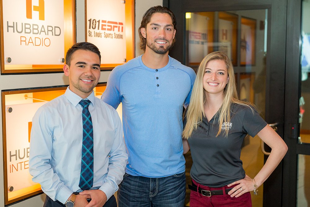 LoganUniversity's tweet photo. Randal Grichuk, outfielder for the St. Louis Cardinals, shows his love for chiropractic by partnering with Logan. https://t.co/0dyZvq83xg