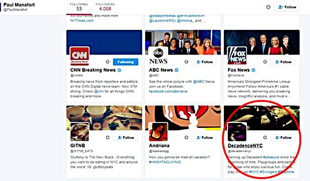 Daily_MailUS's tweet image. Trump adviser follows a NYC bondage and swinger’s club on Twitter dailym.ai/1oXufaW