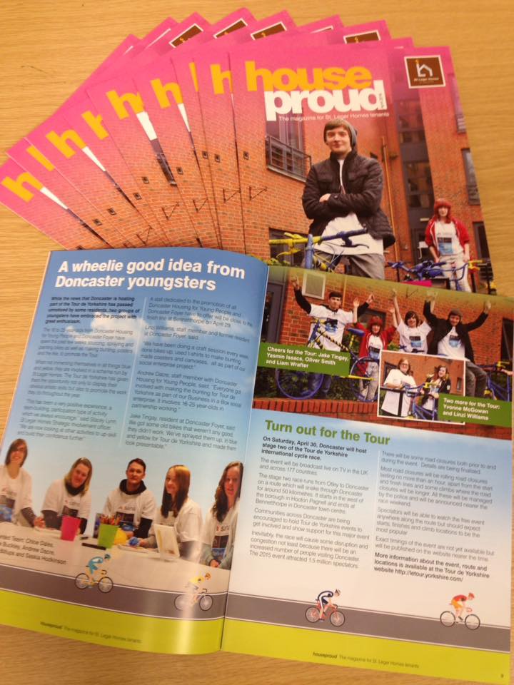 DonDisc_College's tweet photo. @Doncaster_Foyer  on the front page of houseproud magazine @StLegerHomes 
with work residents have done #tourdeyorks https://t.co/5iWlNqwsFq