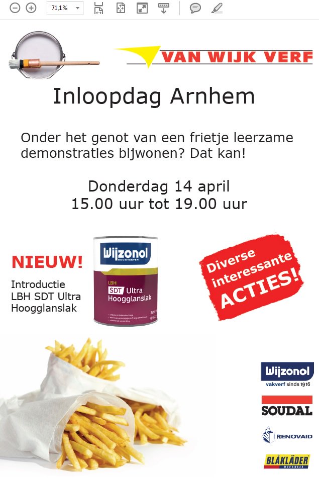 Morgen onze inloopdag op ons filiaal in Arnhem.
