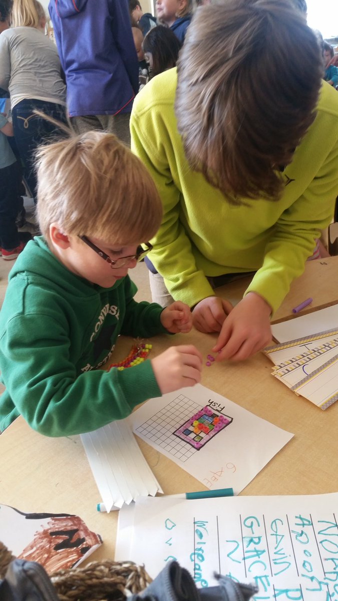 Creating wampum inspired art: Kinders and grade 6 :) #tldsblearns