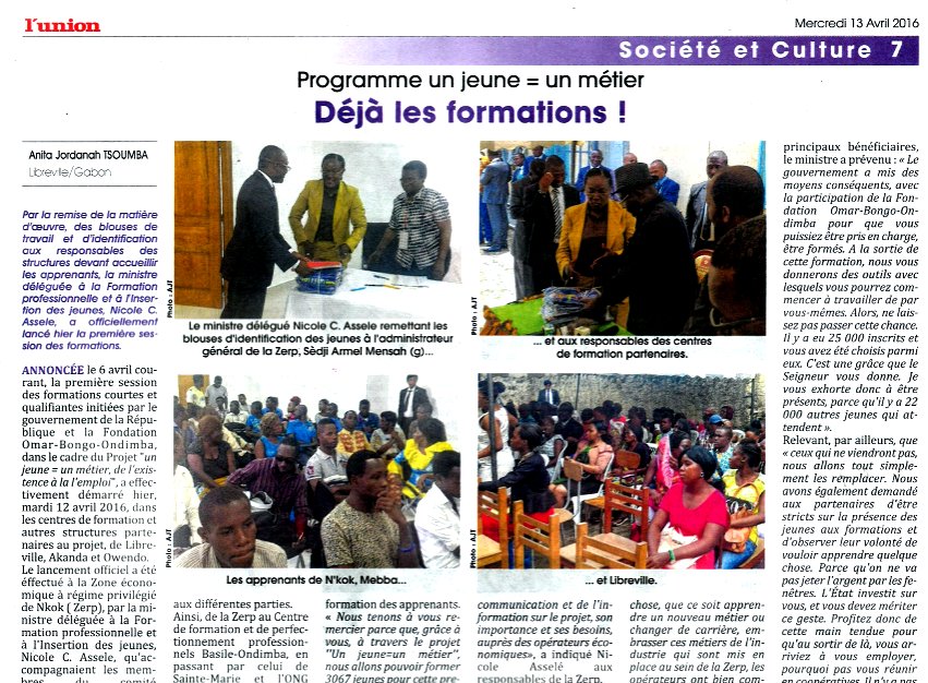 ZesNkok's tweet photo. Le programme Un Jeune = Un Métier débute pour les jeunes de la @ZesNkok @PresidentABO @GabonEconomie #Fight4youth https://t.co/vC7OYj8ku2