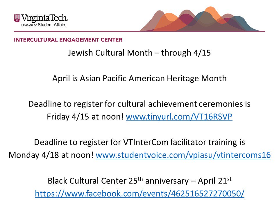 VT_CCC's tweet photo. It's a busy time! #VTInterCom #VTBCC25 #VTAliyah #VTDOK #VTGestaLatina #VTLavender #VTJCM #VTAPAHM @inclusiveVT https://t.co/rgLnin3glk