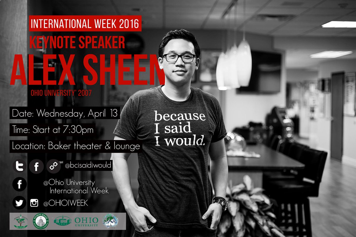 OHIOIweek's tweet photo. Meet Alex Sheen,OU alumnus&amp; #OHIOIWEEK16 keynote speaker today! @JennyHallJones @profstewartrk @ThePost @ohiou https://t.co/sTmKXdQU39