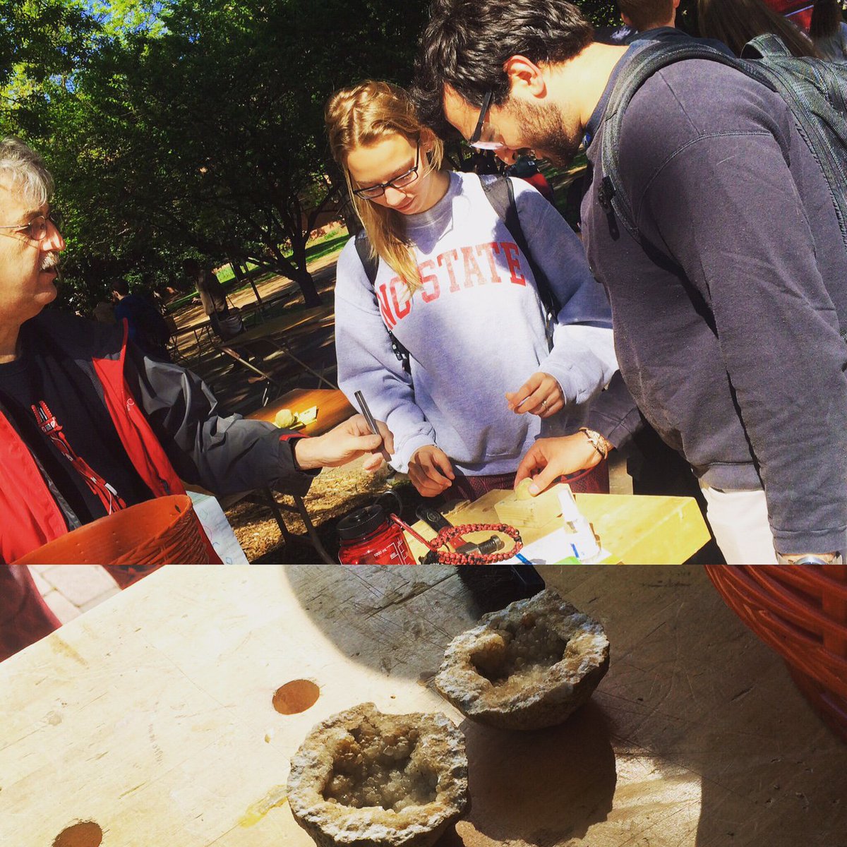artsncstate's tweet photo. Check us out on the Brickyard for #NCStateEarthFair today 10-2. Break some rocks open w/ the #CraftsCenter! https://t.co/swf6eTDAQU