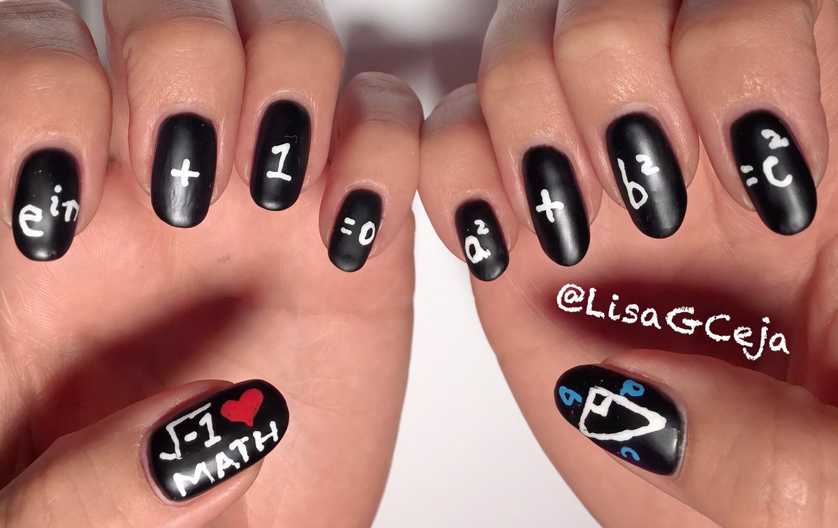 LisaGCeja's tweet photo. On my way to #NCTMannual π€βοΈπ My #mathnails are ready for some nerdy #math fun! #mathteachersrule #nailart https://t.co/ELsekTvGdE