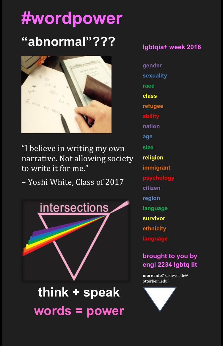 OtterbeinWGSS's tweet photo. #lgbtqiaweek #queets #wordpower https://t.co/8bgHg9spP8