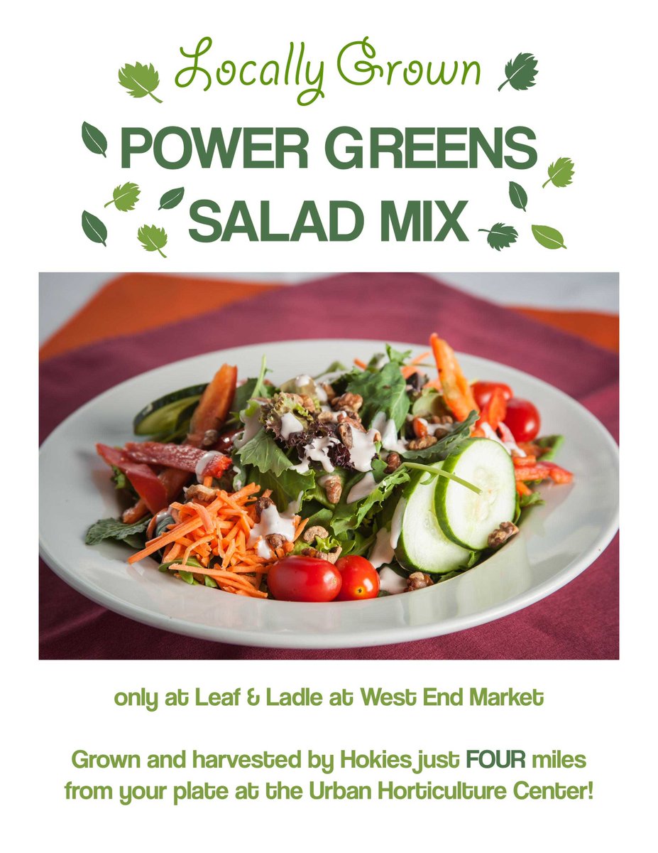 VTGreenDining's tweet photo. Eat Local w/ the Power Greens Salad - salad greens are grown 4 mi from campus. #vtgrown https://t.co/gaC3NG6YNu