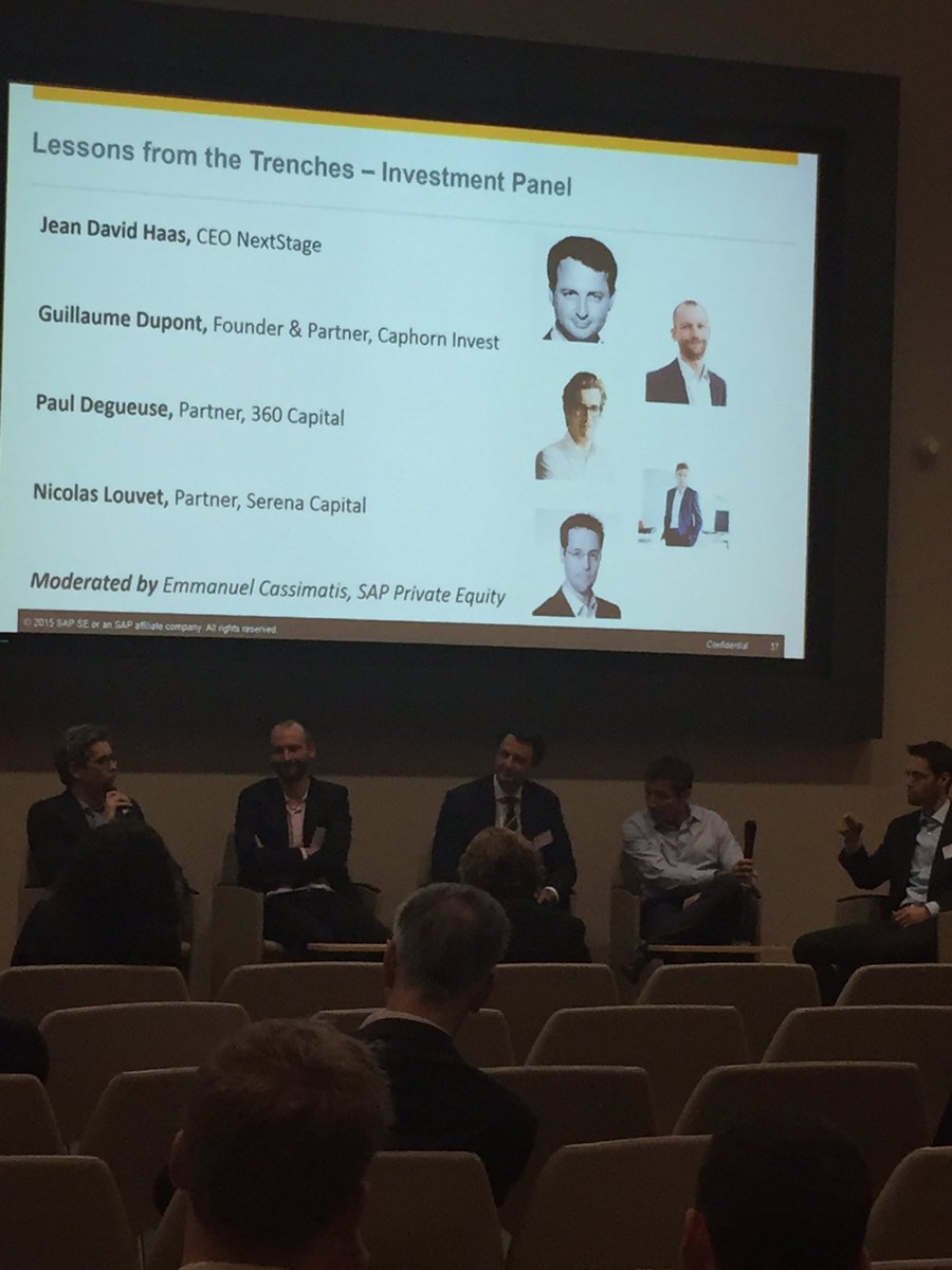 SergeFrappier's tweet photo. Conseils des Fonds aux #startups @serenacap @360CP @CapHornInvest @NextStagePE @SAPFrance #SAPFr #SFPforum https://t.co/aZ3HWY05ki