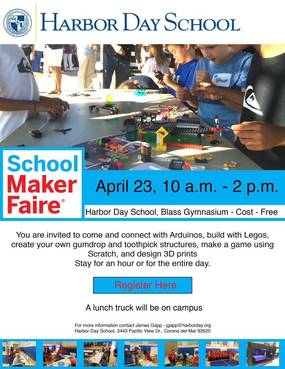HarborDay's tweet photo. Calling all Makers! Join us April 23 from 10-2 #hdsmakerspace @OCstem @DiscoveryCubeOC https://t.co/B3gjdM2DME
