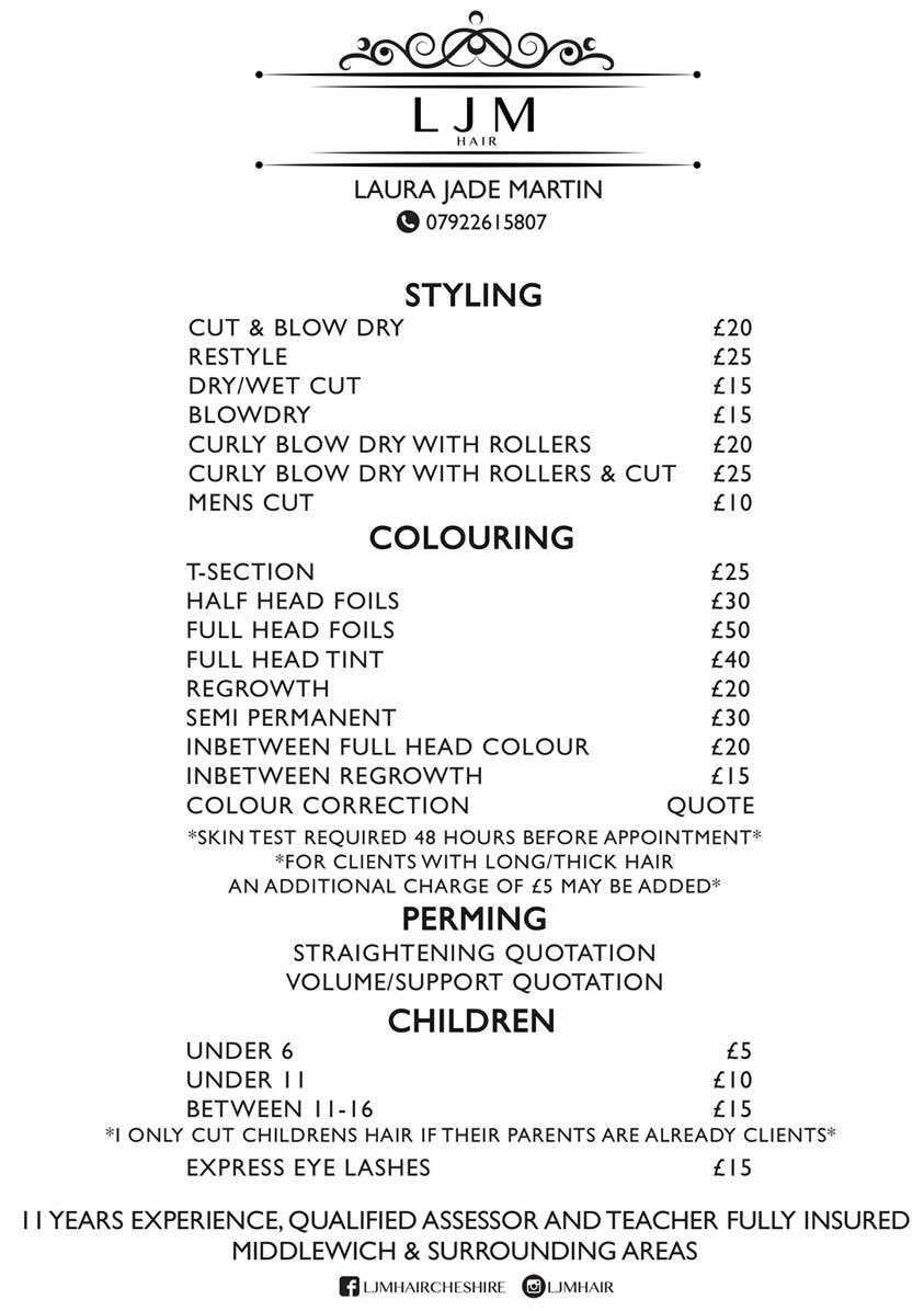 LJM Pricelist 2016 ✂️
