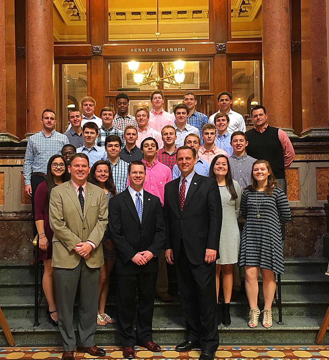 ValleyBBall's tweet image. Our guys enjoyed a trip to the State Capital this AM. Thanks to @SenSchneider for recognizing our Championship team.