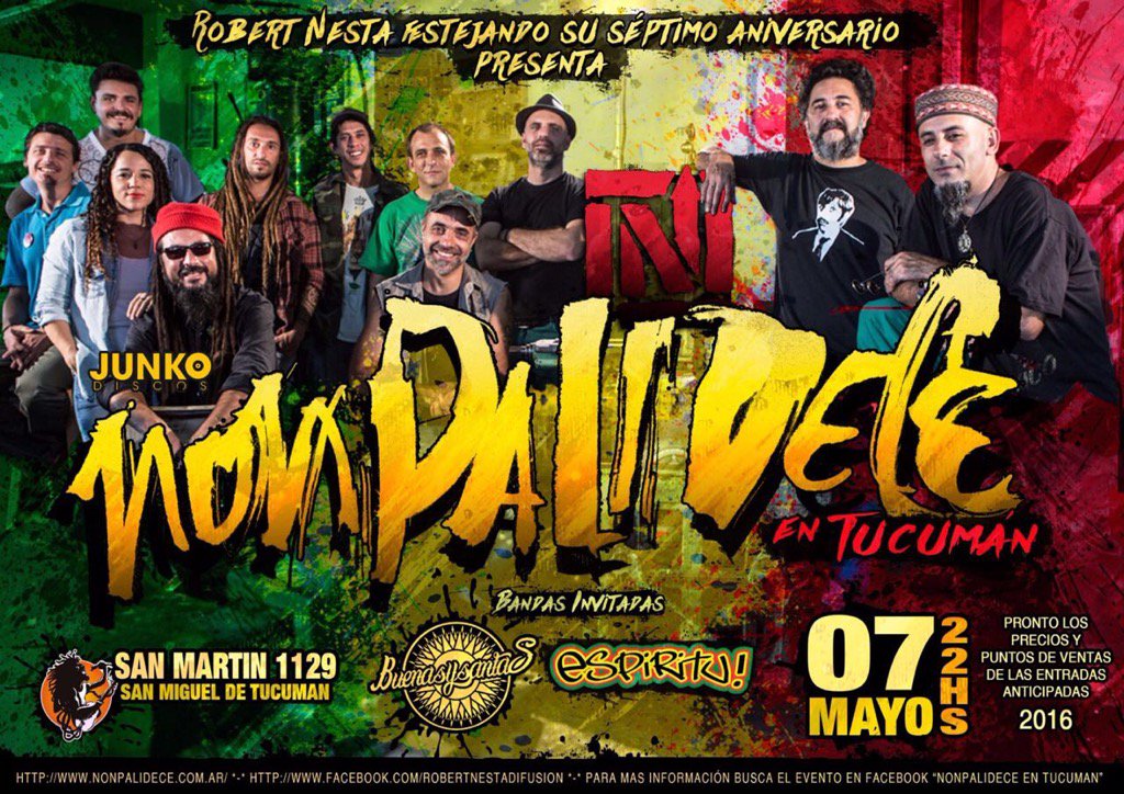 rockeriatucuman's tweet photo. NONPALIDECE EN TUCUMÁN 7 DE MAYO EN ROBERT NESTA ENTRADAS ANTIC.A PARTIR DEL LUNES EN LA ROCKERIA $200 LIMITADAS https://t.co/5HMBd4NRSn