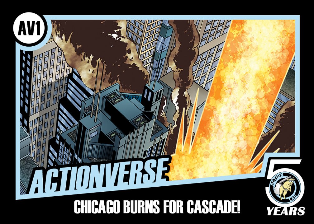 ActionLab's tweet photo. TODAY! Witness the birth of a NEW UNIVERSE!! ACTIONVERSE hits the stands! #comicsshouldbefun #cureforreboots https://t.co/pTQmu2L69T