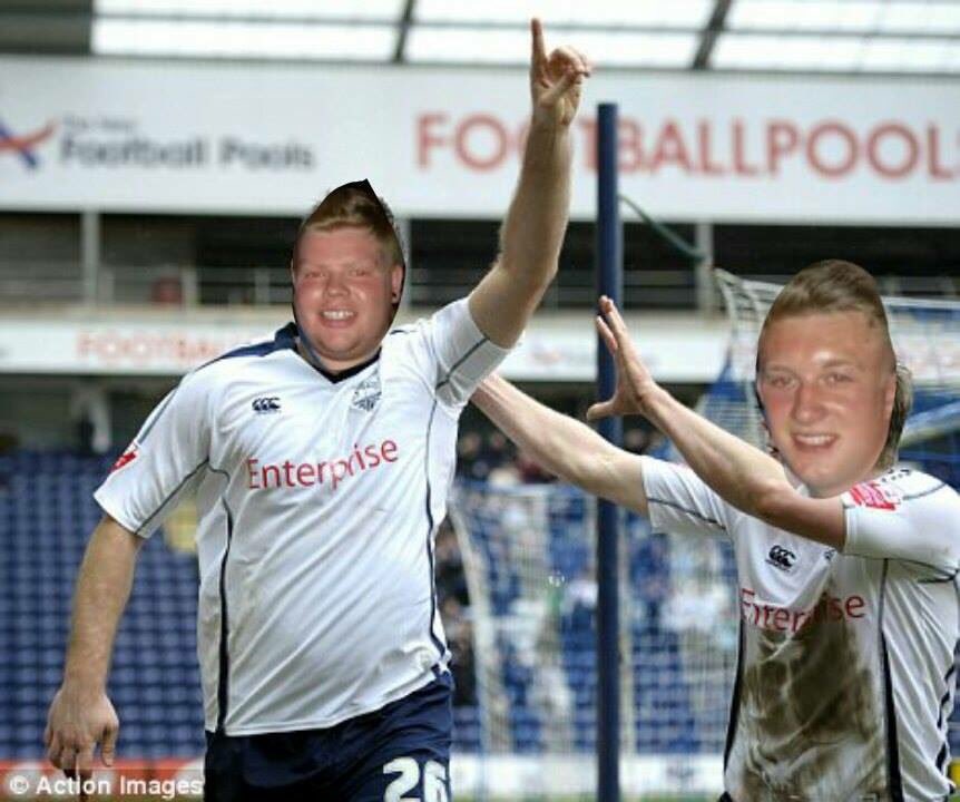 FCRoughlee's tweet photo. Here is @tom_w_s and @JamesKearsley_ in their Preston days. Jimmy never lets us forget them &amp; tom just loves bagging https://t.co/8mDGN8ES6b
