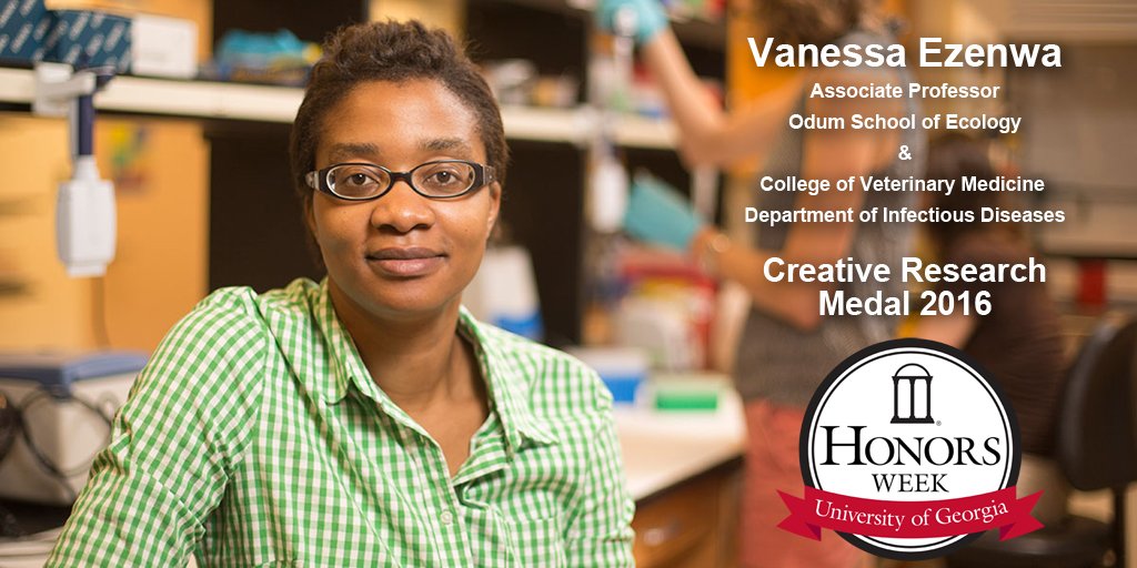 UGAEcology's tweet image. Congrats to Vanessa Ezenwa, winner of a 2016 #UGA Creative Research Medal! t.uga.edu/2ex #UGAHonors