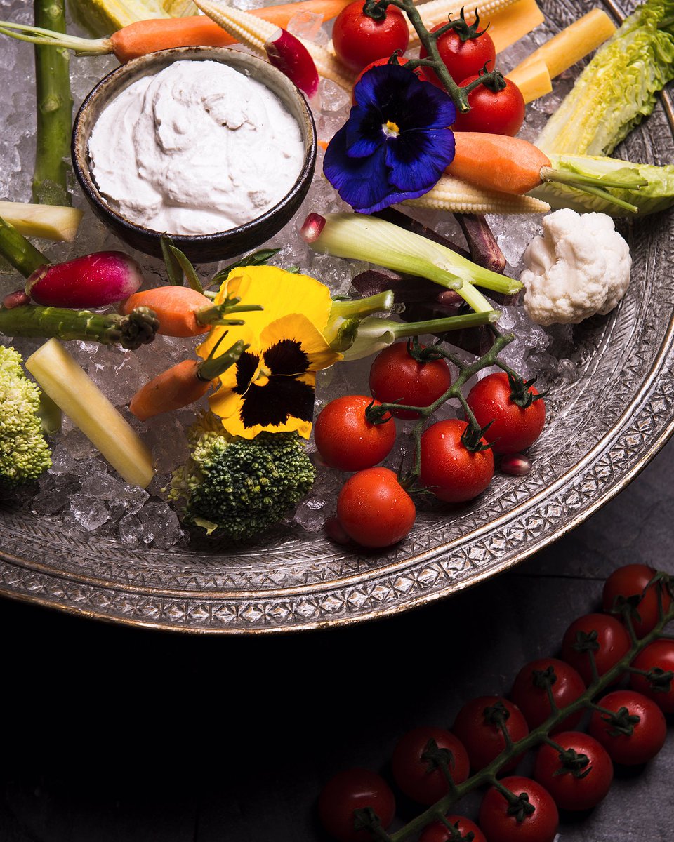 QbaraDubai's tweet photo. Begin your dining experience with Crispy Raw Vegetables served on a bed of ice, accompanied by Truffle Labneh. https://t.co/4c4DHRLQdZ