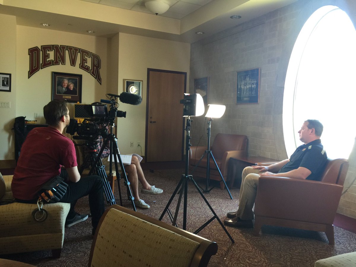 DU_MLAX's tweet photo. .@7andCO sitting down with @coach_mtbrown for #RushForTheGold #DU1NATION https://t.co/8AKLIz32UC
