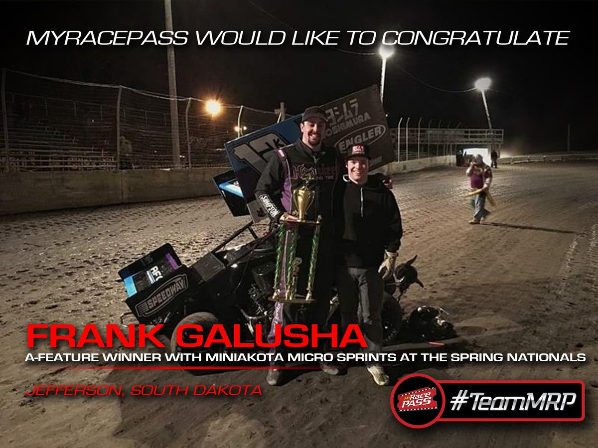 Congratulations to <a href="/FGalusha12/">Frank Galusha</a> on your win this past weekend with <a href="/miniakotamicros/">MinIaKota Micros</a>! #TeamMRP #GetRecognized