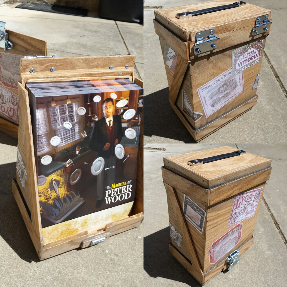 TheImpossiblePW's tweet photo. Fresh out of the workshop: new box to hold flyers.  Up next: new flyers!  #propbuilding #characterpaint #magic https://t.co/0hgaW38BwX