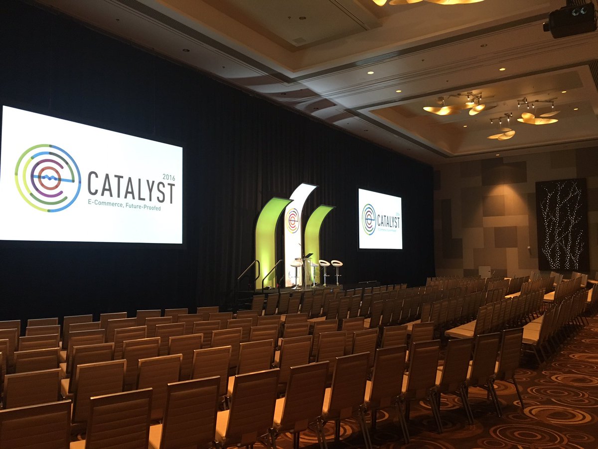 skosbu's tweet photo. About to take the stage at #ECOMCatalyst. Hopefully people want to hear about the future of delivery! https://t.co/gYvl78WuXc