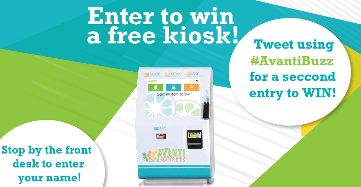 avanti_markets's tweet photo. Want a FREE Kiosk? Make sure to stop by #Booth608 for your chance to win! #AvantiBuzz #namaoneshow @NAMAVending https://t.co/uwhvh9q8fN