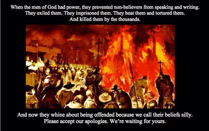 AtheistWorld's tweet image. For the next time a Christian gets offended by atheists mocking or criticizing their beliefs.