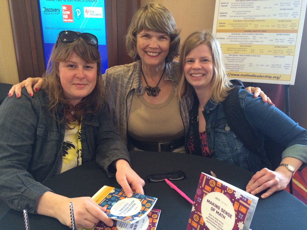 JenniferGervaje's tweet image. Chilling with Cathy Seely...looking forward to reading her new books #NCSM16 #makingsenseofmath