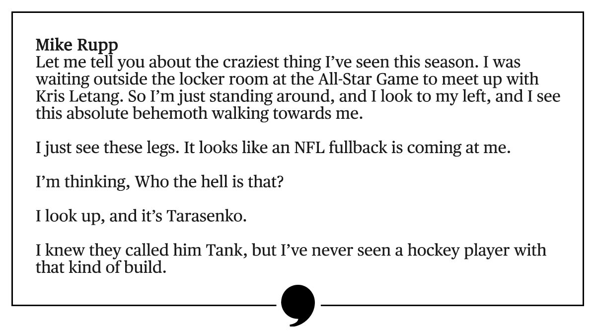 PlayersTribune's tweet photo. No NHL Western Conference Preview is complete without a Tarasenko conversation.  https://t.co/GNyQkYa6DD https://t.co/Db7DQT5E3w