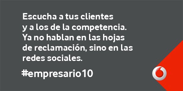 VodafoneEmpresa's tweet photo. ¿Estar atento a las redes sociales? Sí, pero averigua cuáles usan tus clientes https://t.co/LtmhgPmL2a #empresario10 https://t.co/MzcQ9jyl1i