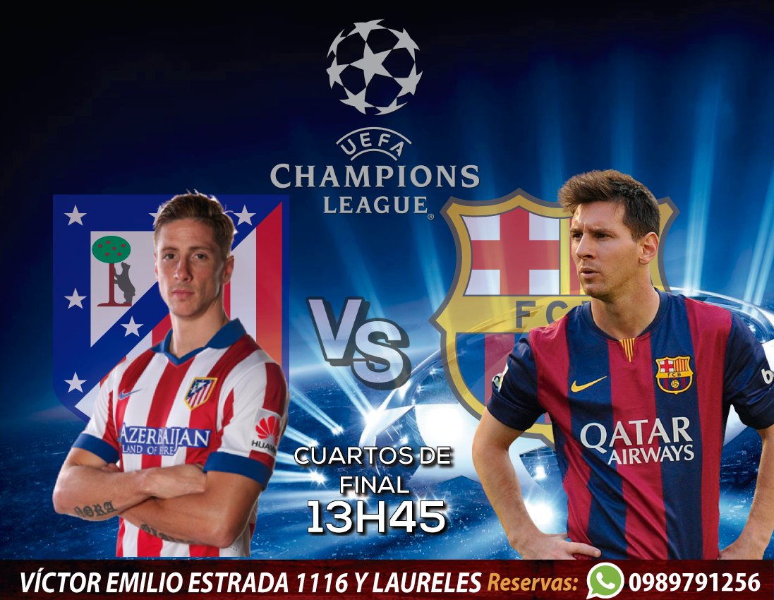 RockSportCafe's tweet photo. Se viene el partido por Champions League entre el Atlético de Madrid y Barcelona ⚽ Ven a disfrutarlo desde las 13h45 https://t.co/9QuguV0ptc