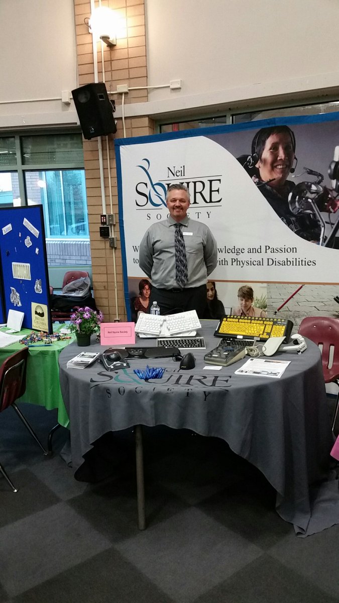 NeilSquireSoc's tweet image. Our Tech@Work Team at the Transition Resource Fair displaying the different kinds of #AssisitveTechnology