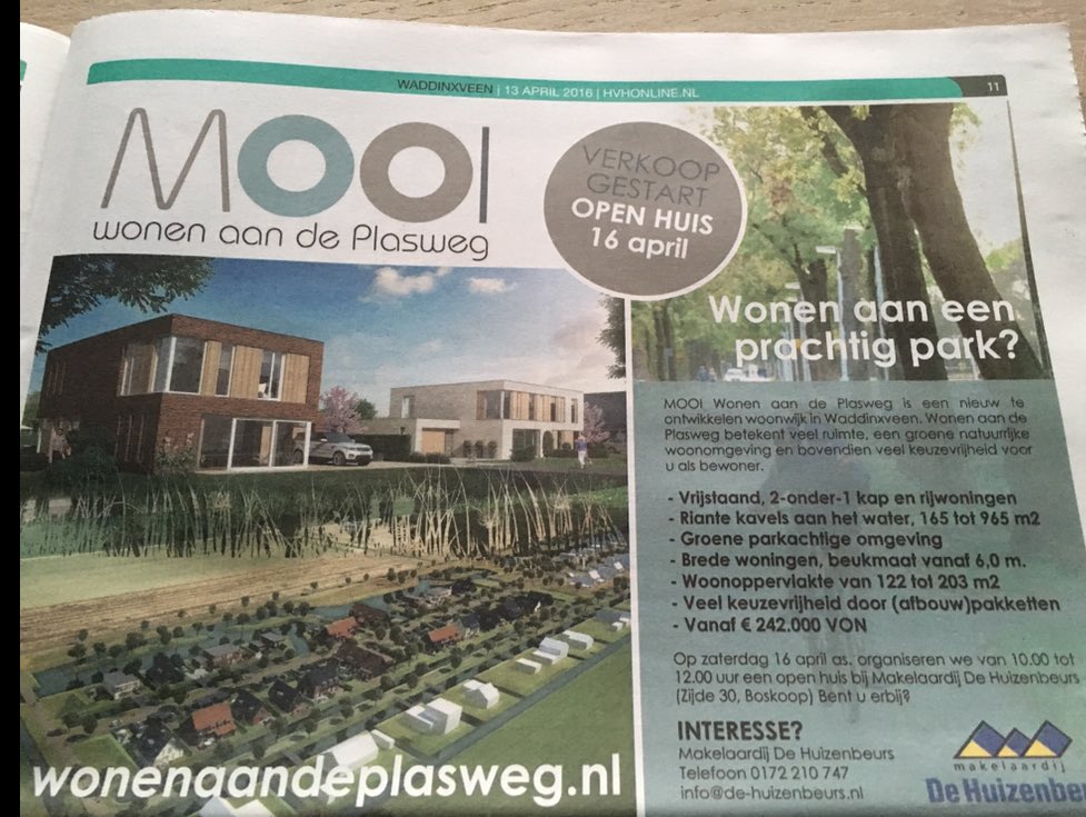 WonenadPlasweg's tweet photo. Wonen aan een prachtig park @WonenadPlasweg openhuis 16-04 @dehuizenbeurs @VinkBouw, u komt toch ook! #waddinxveen https://t.co/5jqnLOcJDZ