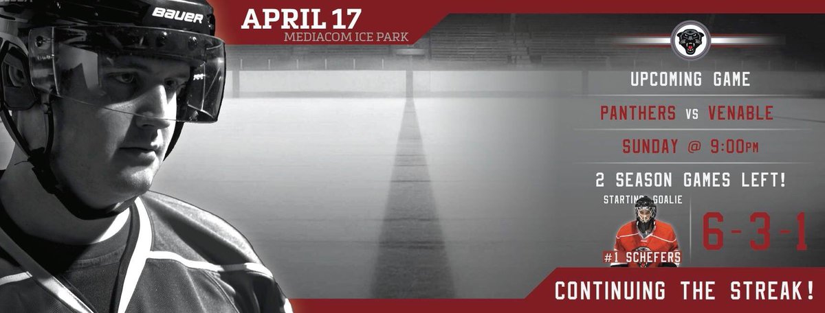 DU_IceHockey's tweet photo. Make sure to join us this Sunday at Mediacom Ice Park! Puck drops at 9pm! #hockey @DUFanthers @drurypanthers https://t.co/c0F6O5ivSL
