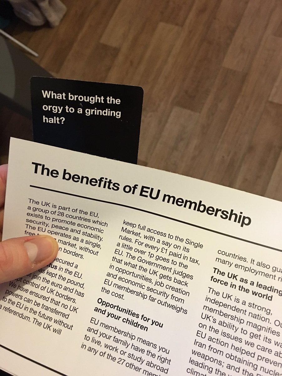 craigburgess's tweet photo. This is fun. @CAH #brexitagainsthumanity #cardsagainsthumanity https://t.co/Fj4IvWXHJM