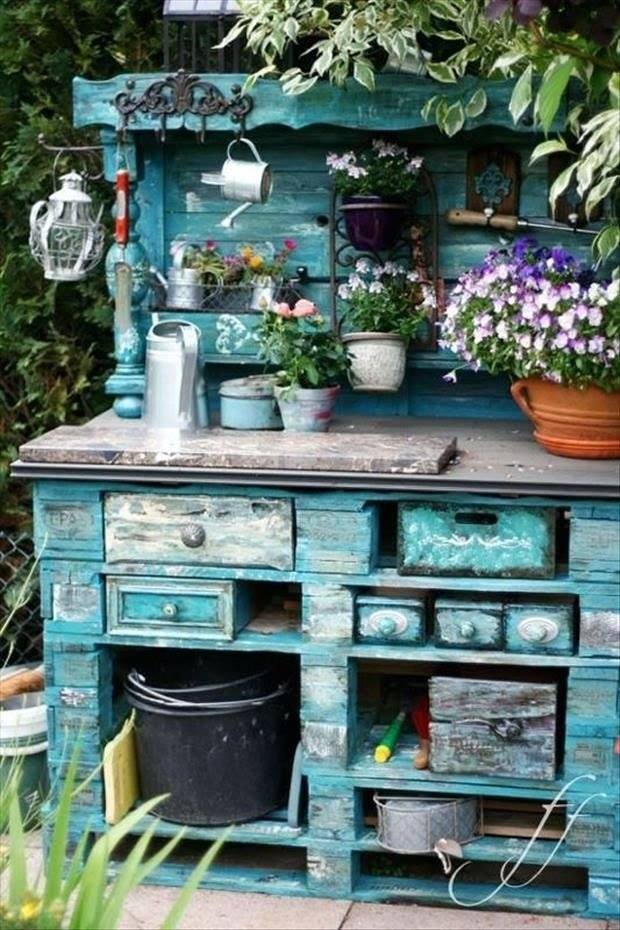 What do you think of this potting bench made from reclaimed materials?