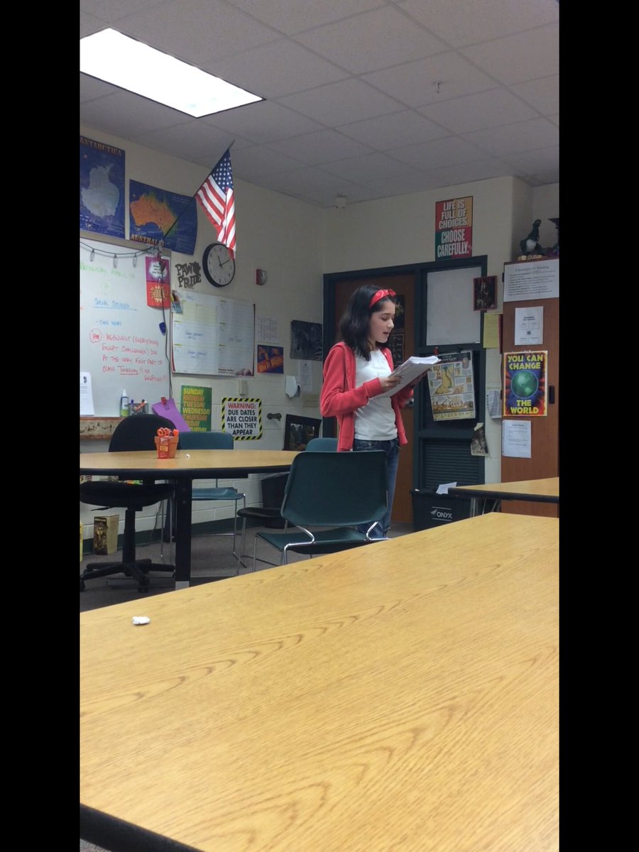 lgad68's tweet photo. Presenting in English for her classmates &amp; teachers when she spoke no English in Aug. Proud!  #bethebest @LGMSWolves https://t.co/ePoi71AaS8
