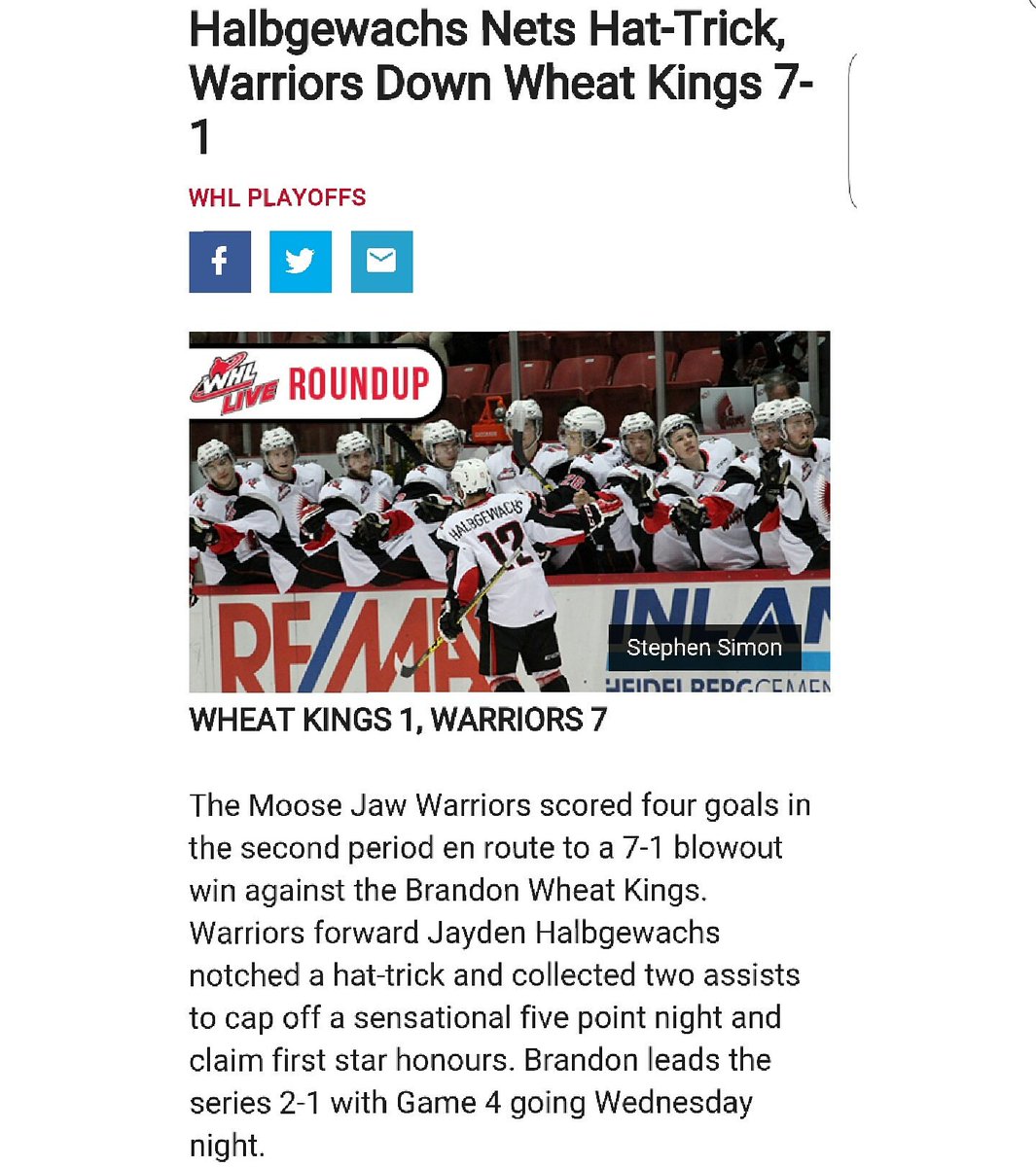 b_halbgewachs27's tweet photo. โข Congrats to my bro on his first WHL Hat-Trick and 5 point night โข #mjwarriors #gopup #hattrick #whl https://t.co/n5djxe9qdD