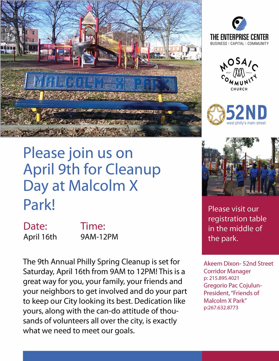 New Date.. Same Plan. Hope to see you at Malcolm X Park on Saturday 4/16 from 9am-12pm #PhillySpringCleanup #litter