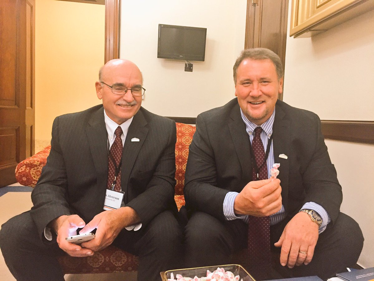 ACEethanol's tweet photo. Enjoying the local Delaware cuisine in the office of @chriscoons before our meeting #ace16dc #saltwatertaffy https://t.co/eikCZlPOqM