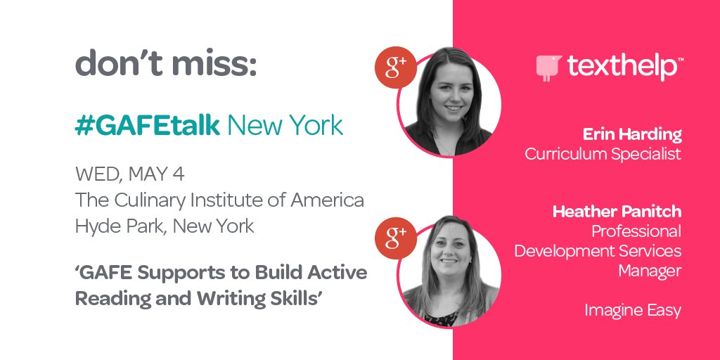 ErinDHarding's tweet photo. Excited to present at @texthelp’s #GAFETalk New York in May w/ @heatherpanitch! https://t.co/dE6maJ9kqQ @ImagineEasy https://t.co/0lBh5p4efL