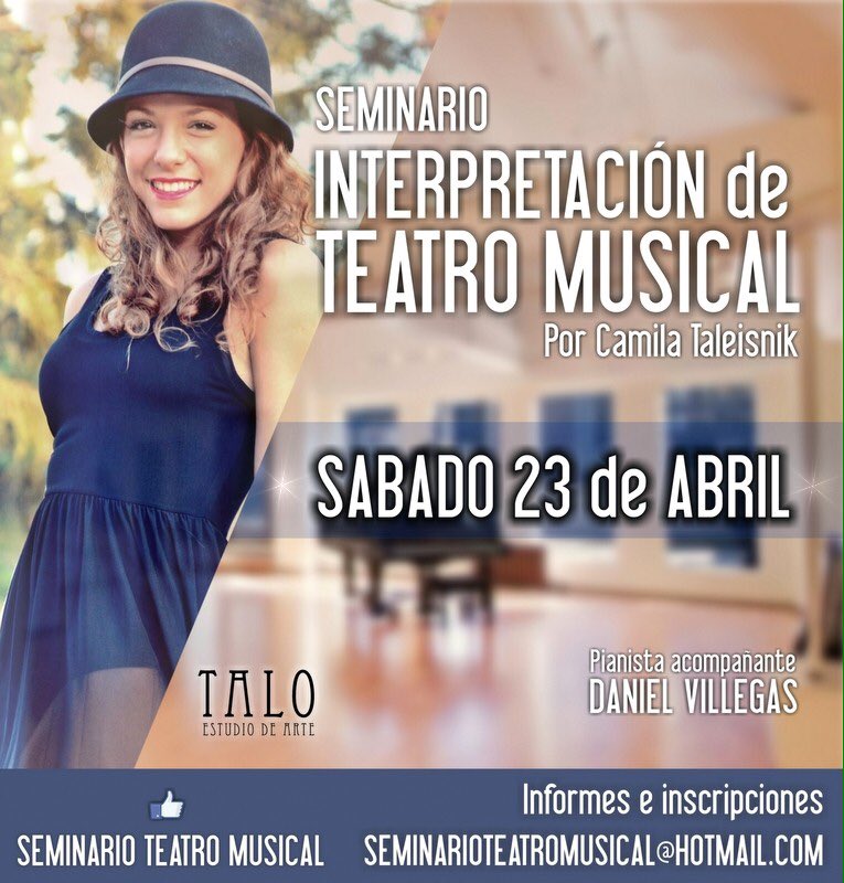 CamiTaleisnik's tweet photo. Cupos limitados! Ya reservaste tu lugar?! #TeatroMusical #Cordoba ✨ https://t.co/UytdmTbeMc