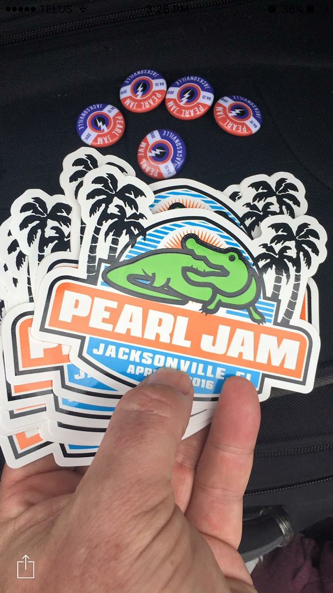 ScottHerkes's tweet photo. Tonights @PearlJam #PJJacksonville sticker looks pretty nice. https://t.co/NWakCXOELA