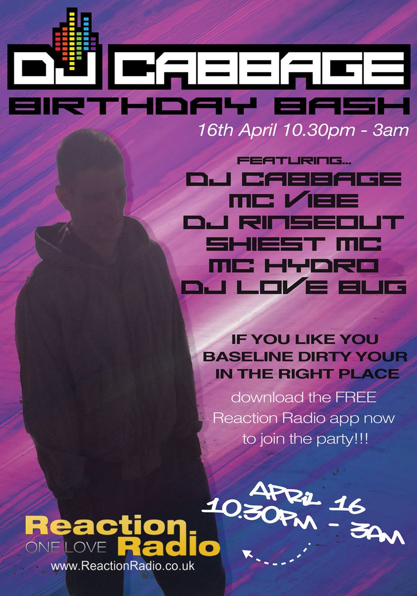 Reaction_Radio's tweet photo. CHECK OUT @DJCABBAGE1990 THIS #SATURDAY 10-3PM https://t.co/rmuCKjH34p https://t.co/7eYhAyqp1S