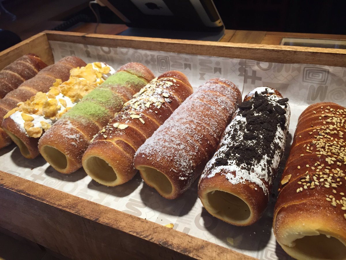 the_kurtosh's tweet photo. Our new menu - Skinny Chimneys.       You can add whipcream, chocolate mousse or custard cream inside. https://t.co/Y5qEiWDiMk