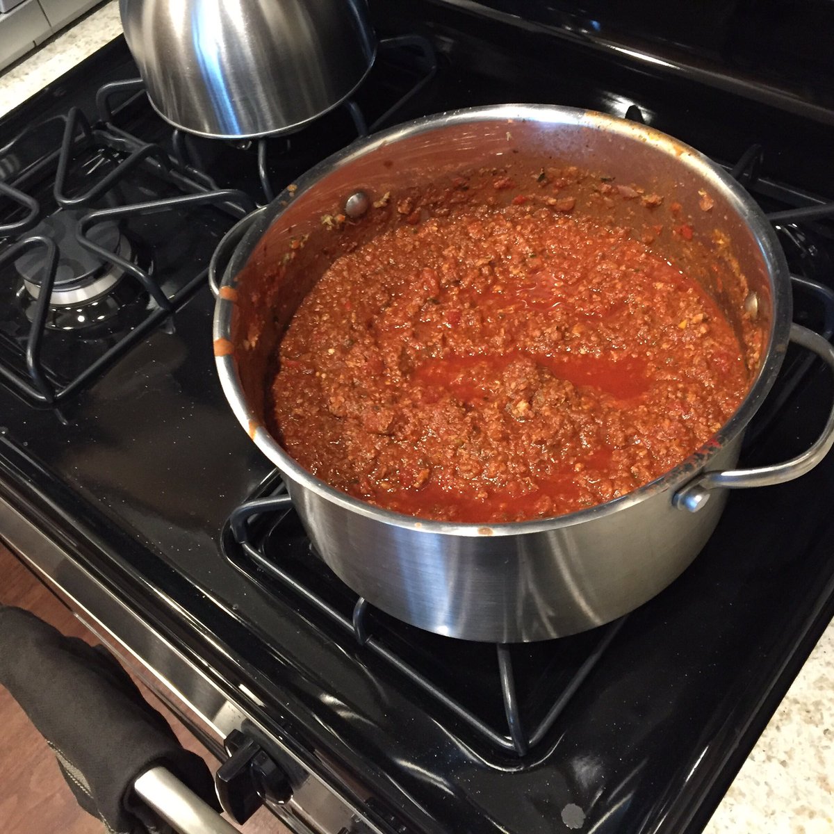 Men_Kitchen's tweet image. Throw all your veggies in the food processor until almost puree. Way faster to cook and you can put it all together.