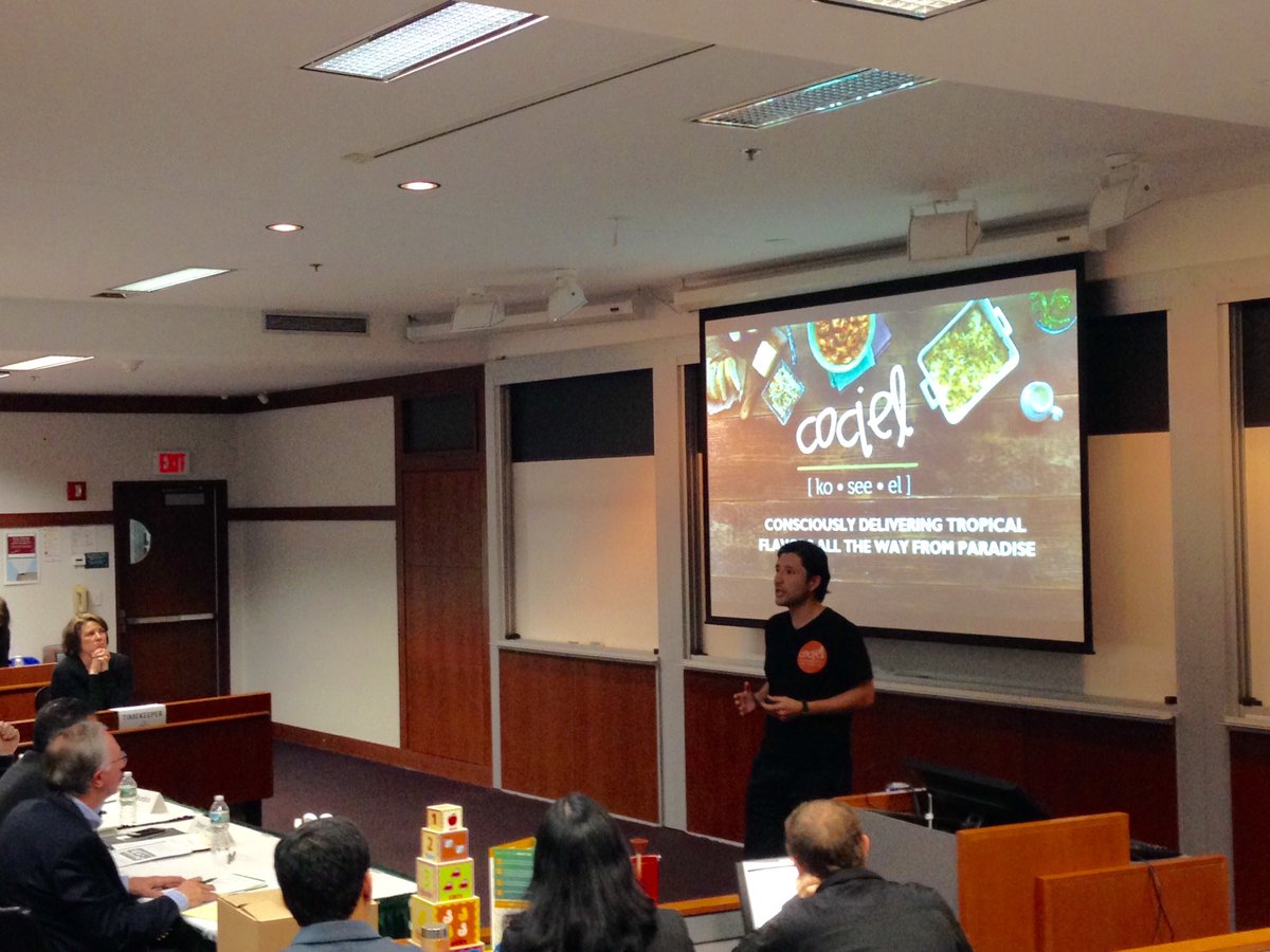 BabsonEship's tweet photo. First up is @CoCielFoods, delivering tropical flavors from paradise @babsonalumni #babsonbeta https://t.co/98vdwuCZo5
